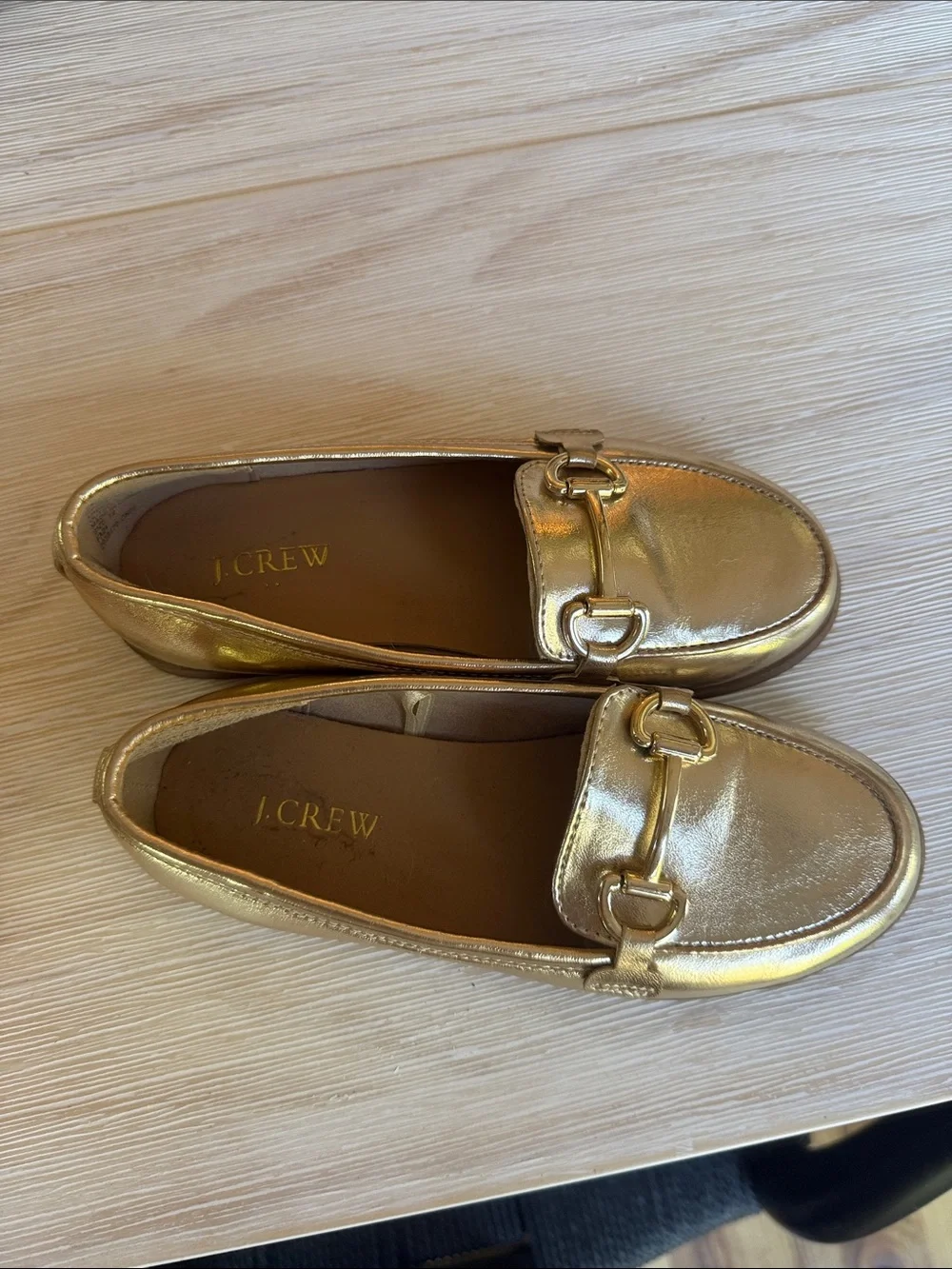 J. Crew Metallic Gold Girl’s Loafers - Classic Horsebit Detail